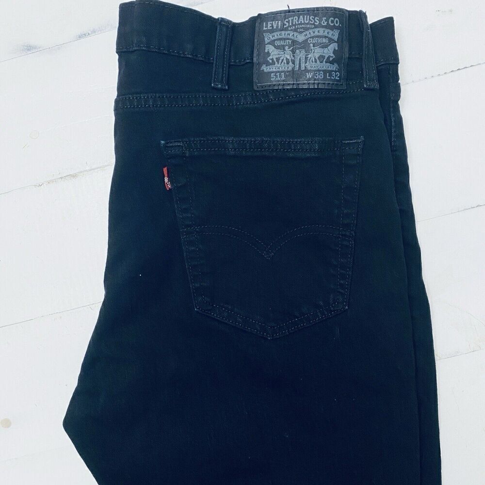 Levi's 511 Jeans Mens 38x32 Black Slim Fit Straight Denim Casual Stretch